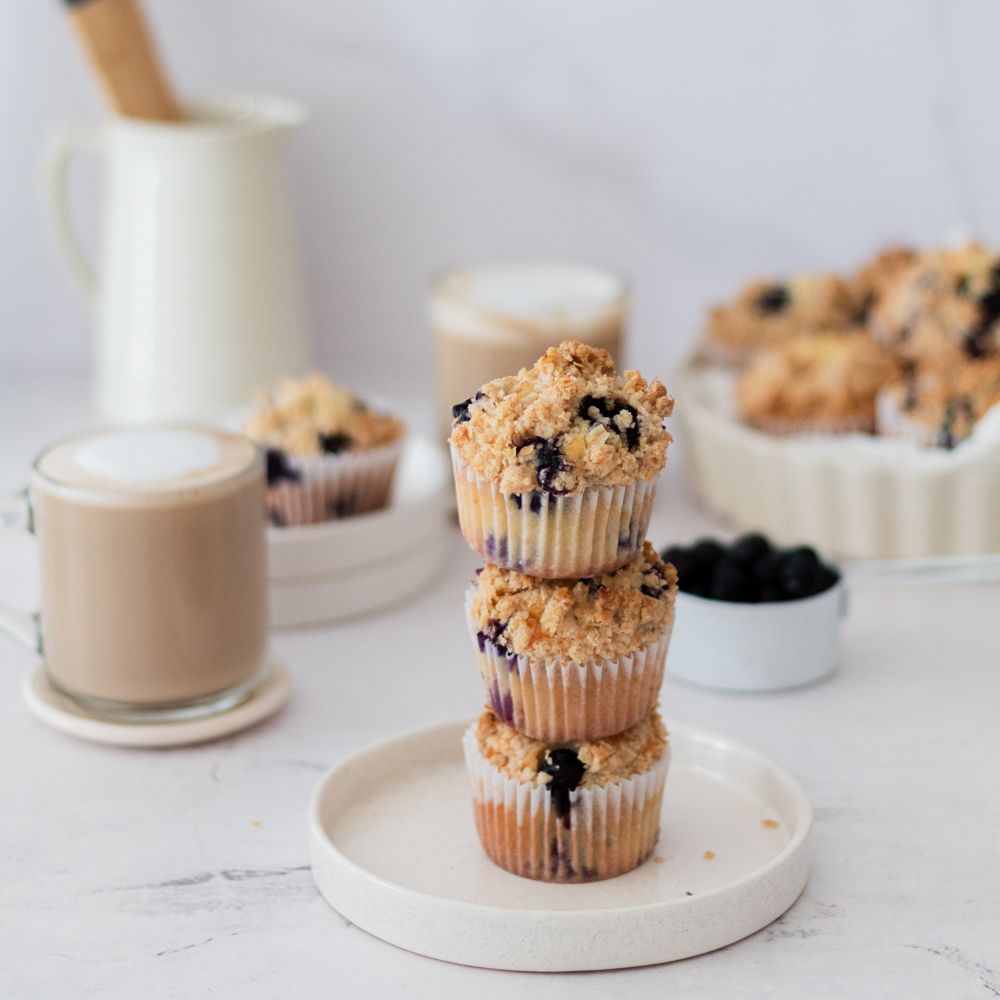 Muffins de arándanos y crumble